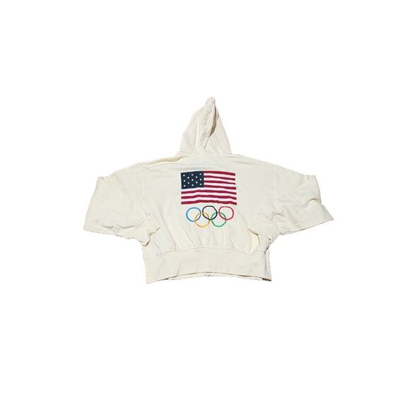 Looney Tunes Team USA Full Zip W Hoodie Cream Olympics Size M - Picture 8 of 8